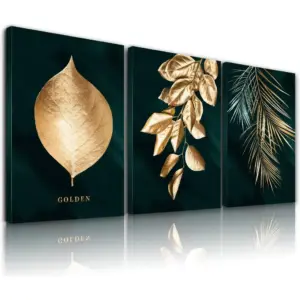 ALAYRA Canvas Wall Art for Living Room Abstract Framed Wall Art Decor for Kitchen Mid Century Modern Bathroom Wall Decor Paintings Leaves Pictures Artwork Wall Art 01