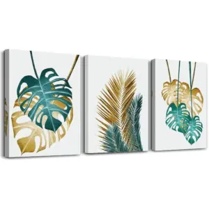ALAYRA Canvas Wall Art For Living Room Family Wall Decorations For Bedroom Kitchen Dining Room Wall Decor Abstract Painting Leaves Wall Pictures Artwork Office Canvas Art Prints Bathroom Home Decor 3