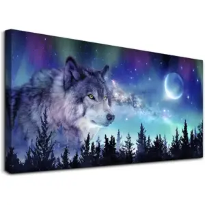 ALAYRA Canvas Wall Art For Living Room Large Decor Paintings Bedroom Modern Family Decorations Office Abstract Aurora Scenery Wolf Pictures Artwork Posters Home Decoration 01