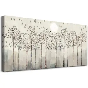 ALAYRA Canvas Wall Art For Living Room Trees And Birds Abstract Paintings Kitchen Wall Decor Office Canvas Prints Artworks Pictures Wall Decorations For Bedroom, Large Size Fashion Modern Home Decorat