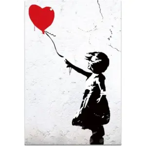 ALAYRA Canvas Wall Art Girl with Balloon - Girl with Red Balloon Paintings Picture Poster Artwork for Living Room Bathroom Wall Decor Unframed 30x40cm/12x16inch 01