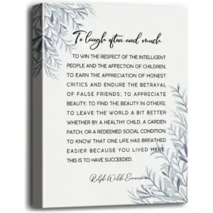 ALAYRA Canvas Wall Art Inspirational Quote Succeed, Motivational Canvas Prints Poster Ralph Waldo Emerson Poem Wall Art for Home Decor, Gift for Home and Office Decor Under, Size 12x15 01