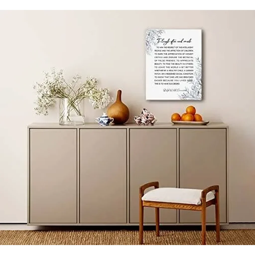 ALAYRA Canvas Wall Art Inspirational Quote Succeed, Motivational Canvas Prints Poster Ralph Waldo Emerson Poem Wall Art for Home Decor, Gift for Home and Office Decor Under, Size 12x15 01 - Image 3