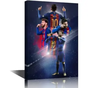 ALAYRA Canvas Wall Art Motivational Football Poster Lionel Messi Paintings Modern Artwork Print for Living Room Bedroom Dining Office Decor Stretched and Framed Ready to Hang 36x24 in 01