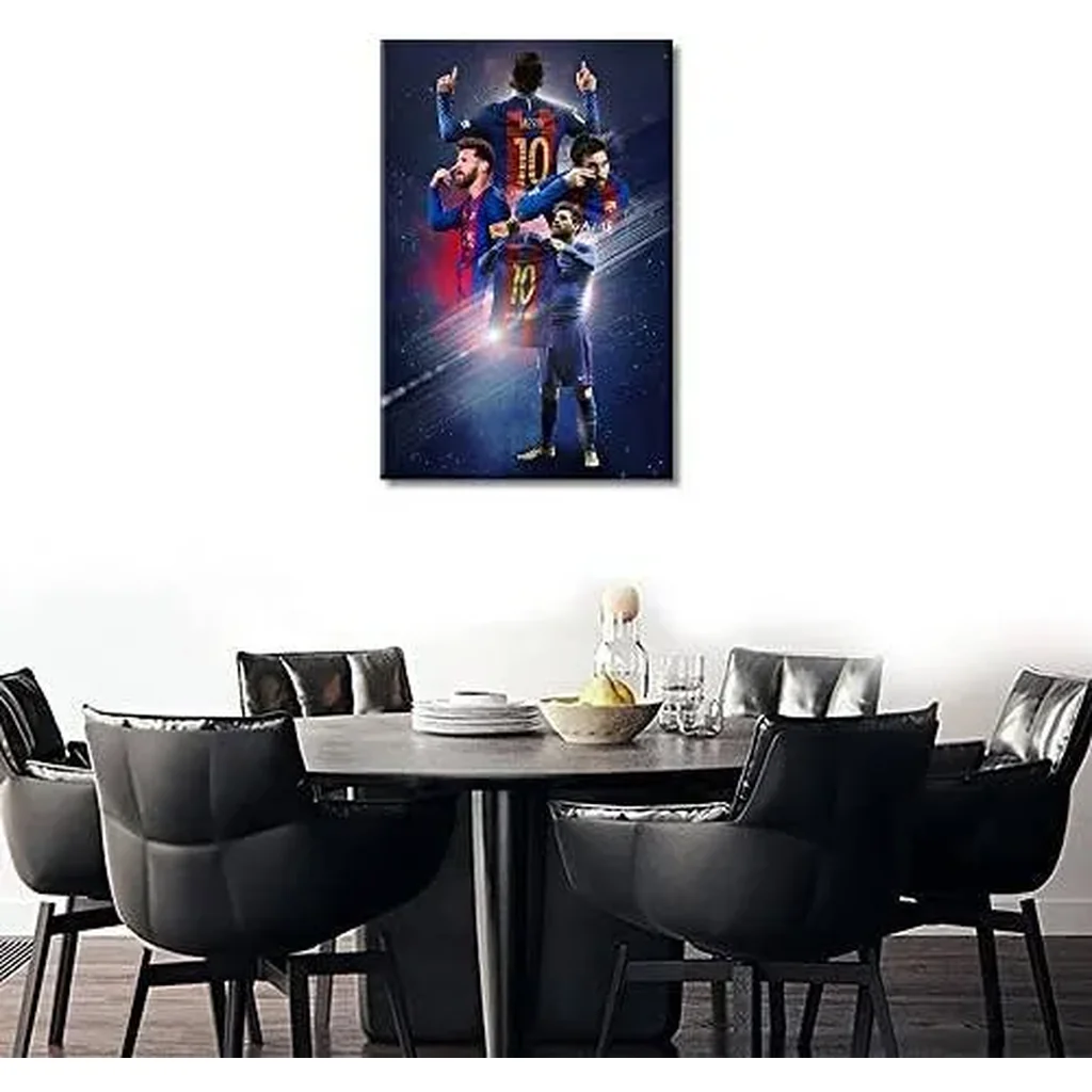 ALAYRA Canvas Wall Art Motivational Football Poster Lionel Messi Paintings Modern Artwork Print for Living Room Bedroom Dining Office Decor Stretched and Framed Ready to Hang 36x24 in 01 - Image 3