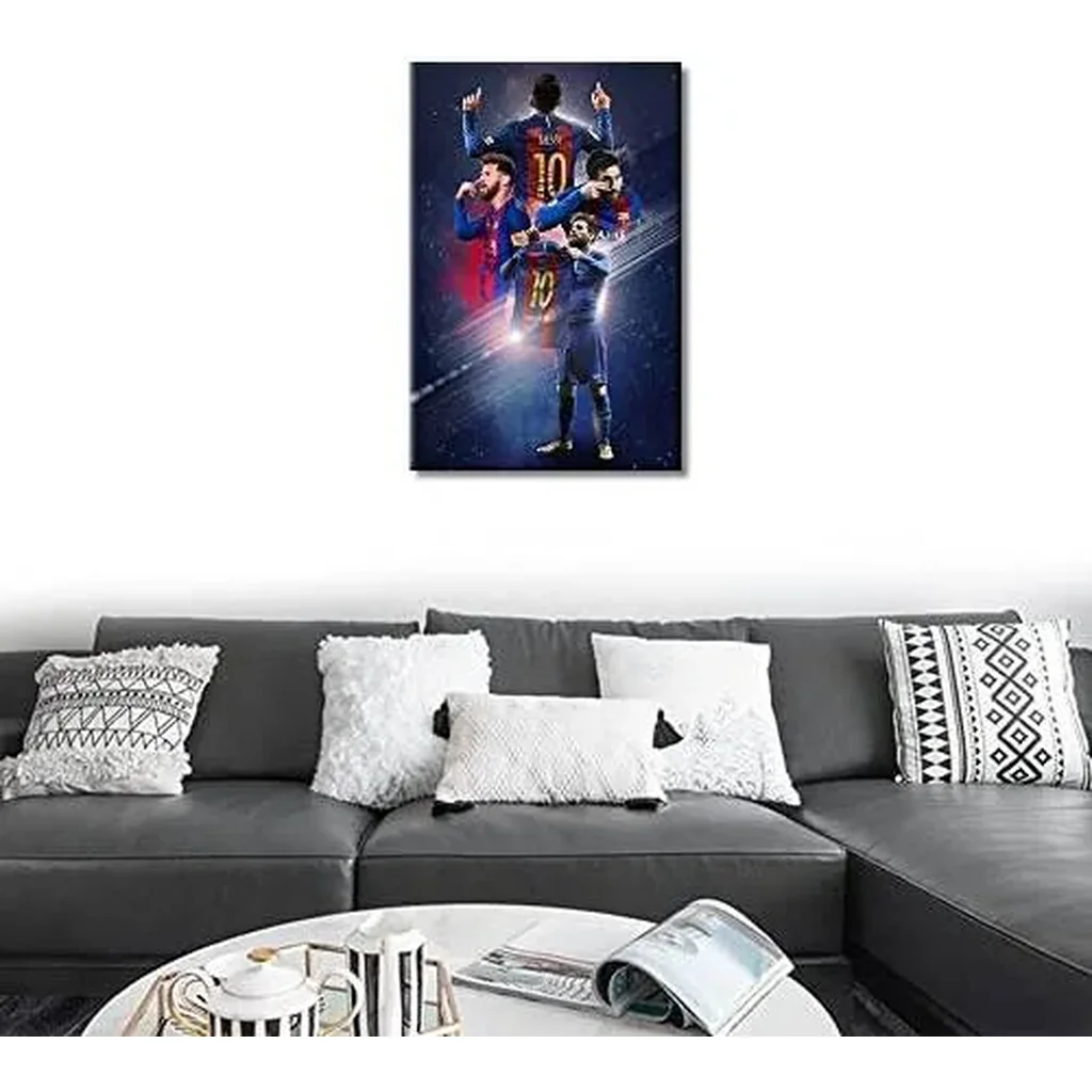 ALAYRA Canvas Wall Art Motivational Football Poster Lionel Messi Paintings Modern Artwork Print for Living Room Bedroom Dining Office Decor Stretched and Framed Ready to Hang 36x24 in 01 - Image 4