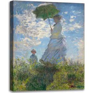 ALAYRA Canvas Wall Art of Woman with a Parasol, Famous Painting Impressionism Classic Artwork Pictures for Home Decor - 12"x16" 01