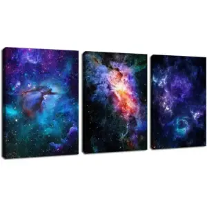 ALAYRA Canvas Wall Art Outer Space Pictures Fantastic Starry Painting Artwork Galaxy Nebula Canvas Prints for Bedroom Bathroom Living Room Kicthen Office Home Wall Decor 12" x 16" x 3 Panels 01
