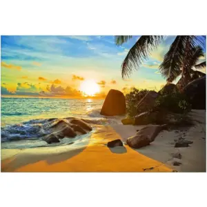 ALAYRA Canvas Wall Art Tropical Beach at Sunset Seascape Picture Paintings Artwork Prints Framed Ready to Hang for Home Office Bedroom Living Room Bathroom Kitchen Wall Decor 01