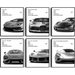 ALAYRA Car Canvas Poster Wall Art, Supercar Art Prints, Car Decor for Room, Car Posters for Room Aesthetic, Living Room boy Room Canvas Art Painting Wall Decoration (8 x 10 in Unframed) 01