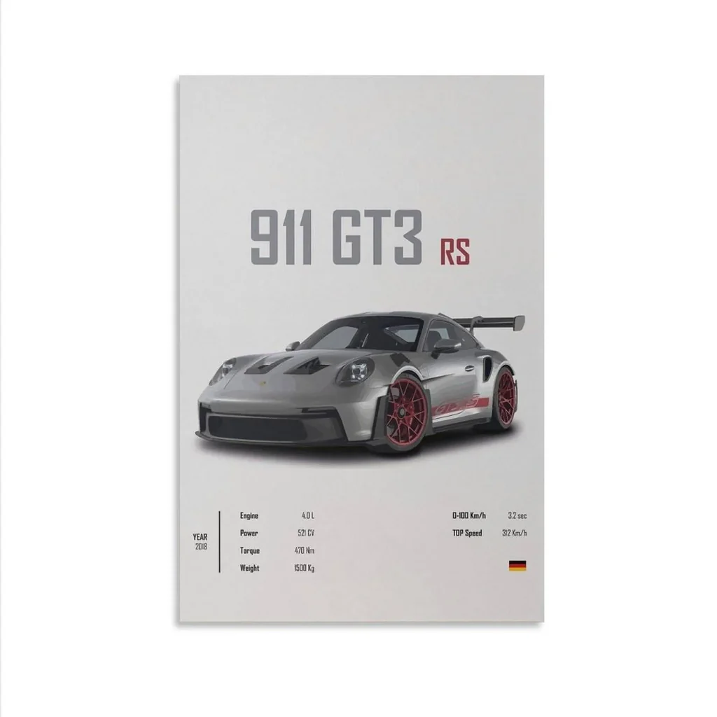 ALAYRA Car Poster 911 GT3RS Posters Racing Car Wall Art Vintage Car Posters For Men Car Art Prints 911 Canvas Framed Unframe-style 16x24inch(40x60cm) 03