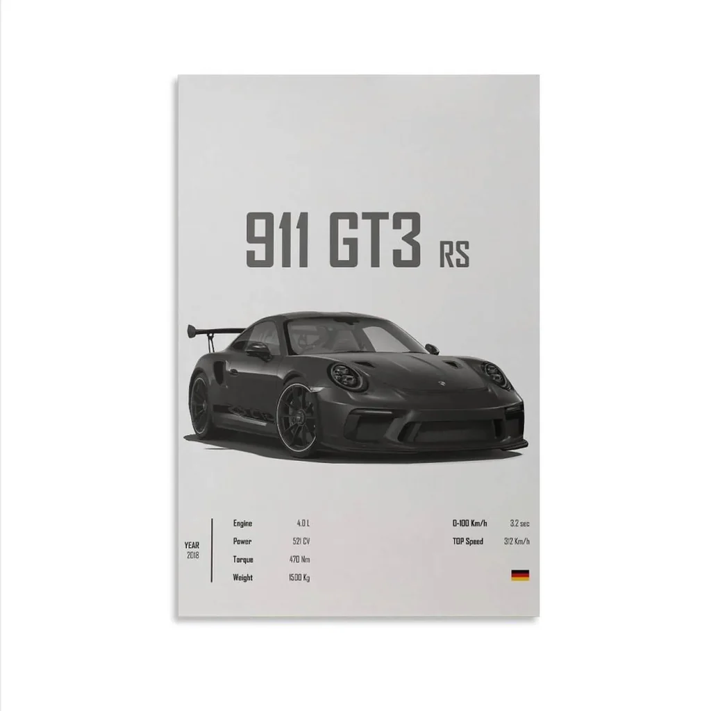 ALAYRA Car Poster 911 GT3RS Posters Racing Car Wall Art Vintage Car Posters For Men Car Art Prints 911 Canvas Framed Unframe-style 16x24inch(40x60cm) 06
