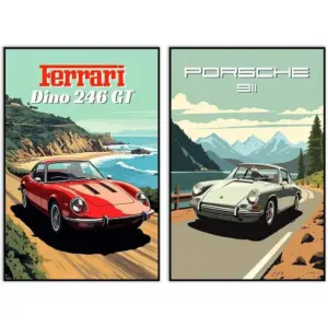 ALAYRA Car Poster Canvas Wall Art 911 GT Turbo Posters For Men Bedroom Aesthetics Decor (12x18, Unframed 007) 01