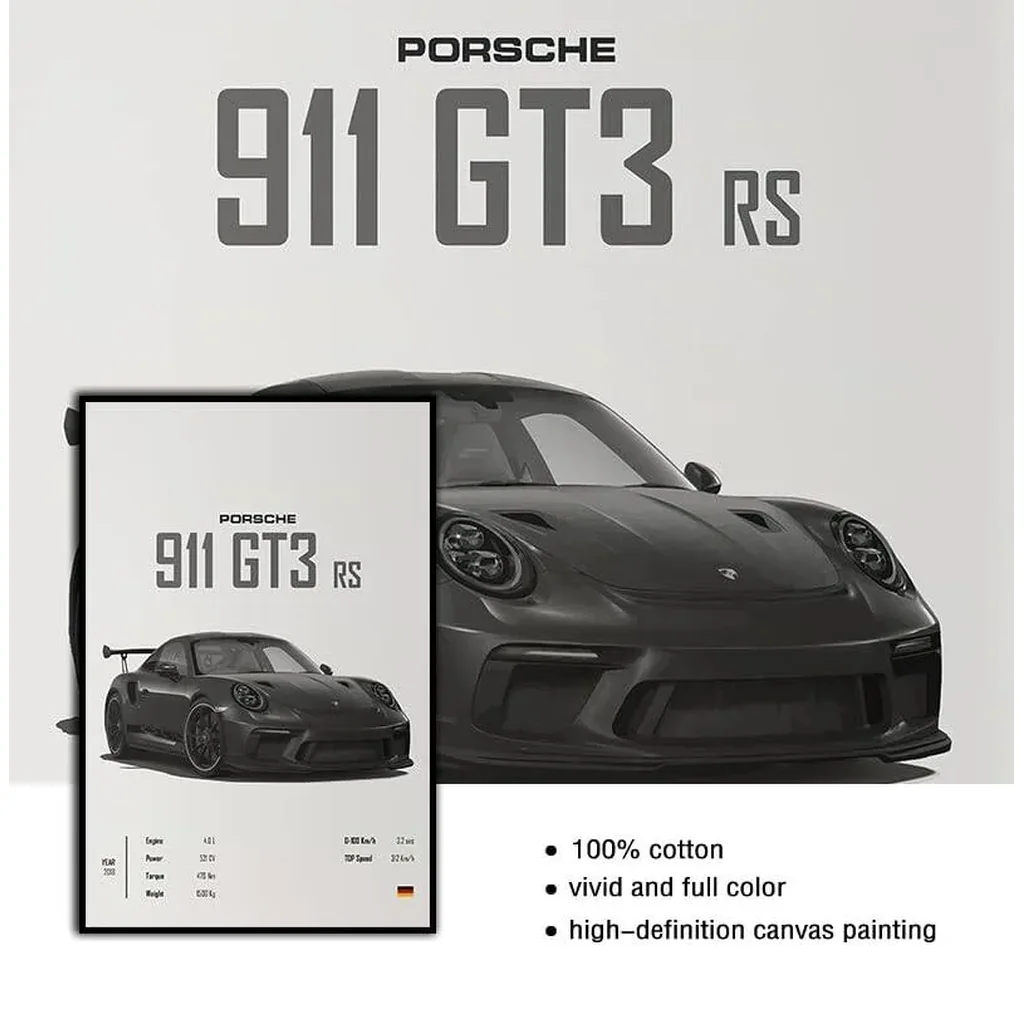 ALAYRA Car Poster Canvas Wall Art 911 GT Turbo Posters For Men Bedroom Aesthetics Decor (12x18, Unframed 01) 01 - Image 2