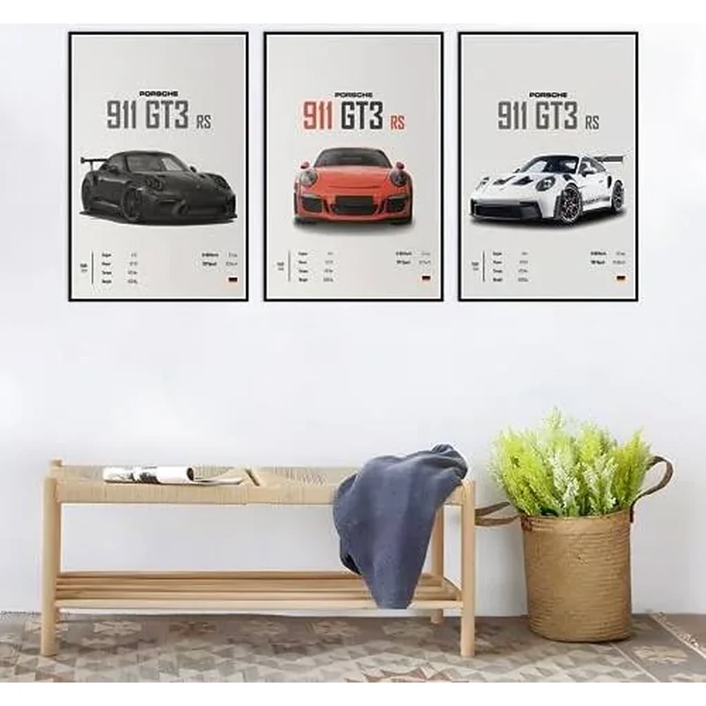 ALAYRA Car Poster Canvas Wall Art 911 GT Turbo Posters For Men Bedroom Aesthetics Decor (12x18, Unframed 01) 01 - Image 3