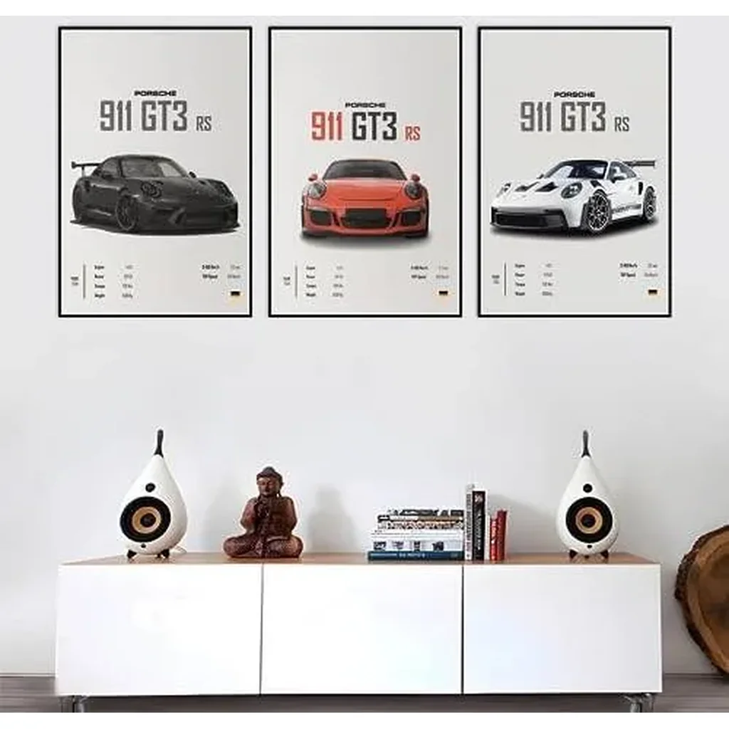 ALAYRA Car Poster Canvas Wall Art 911 GT Turbo Posters For Men Bedroom Aesthetics Decor (12x18, Unframed 01) 01 - Image 4