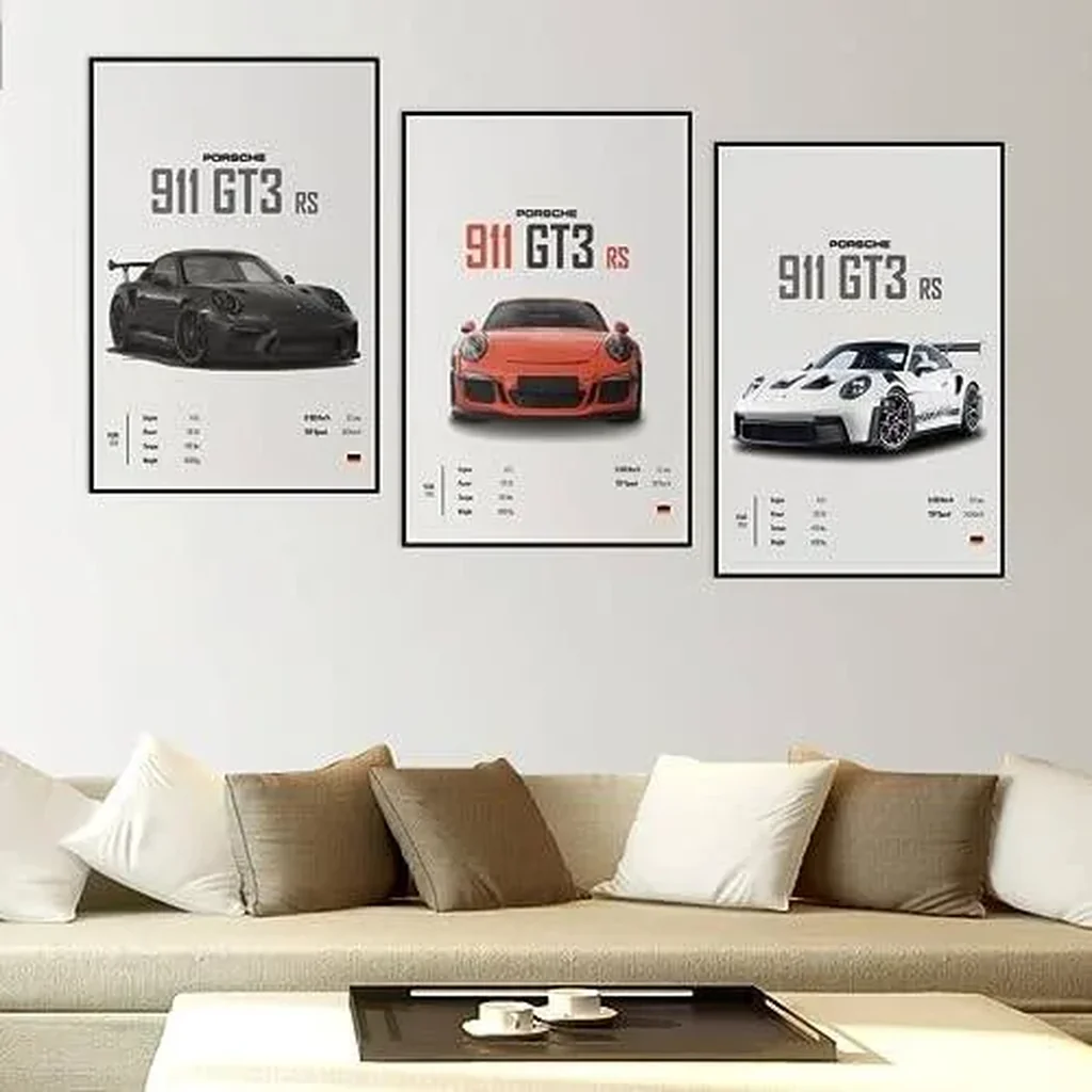 ALAYRA Car Poster Canvas Wall Art 911 GT Turbo Posters For Men Bedroom Aesthetics Decor (12x18, Unframed 01) 01 - Image 5