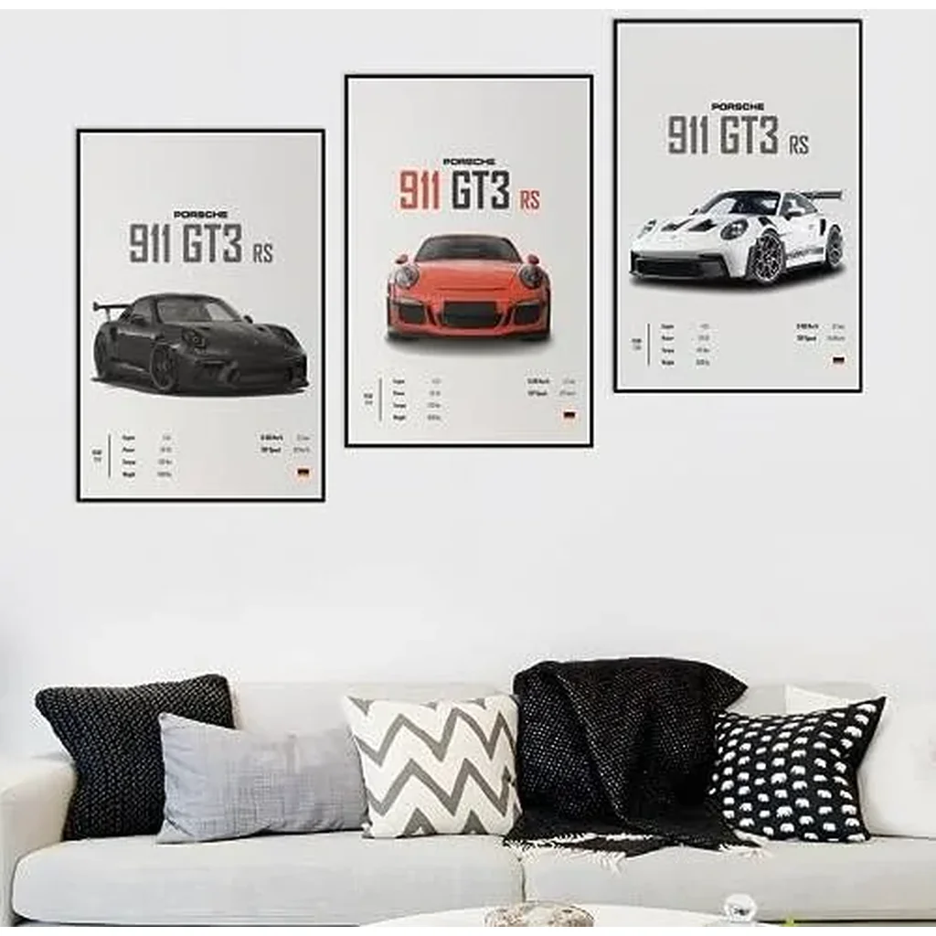 ALAYRA Car Poster Canvas Wall Art 911 GT Turbo Posters For Men Bedroom Aesthetics Decor (12x18, Unframed 01) 01 - Image 6