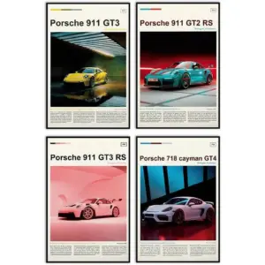 ALAYRA Car Poster Canvas Wall Art 911 GT Turbo Posters For Men Bedroom Aesthetics Decor (12x18, Unframed 04) 01