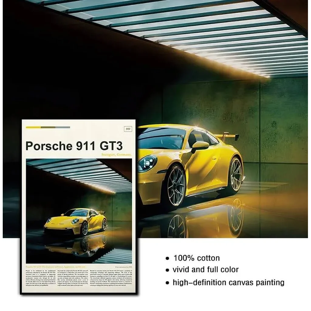 ALAYRA Car Poster Canvas Wall Art 911 GT Turbo Posters For Men Bedroom Aesthetics Decor (12x18, Unframed 04) 01 - Image 2