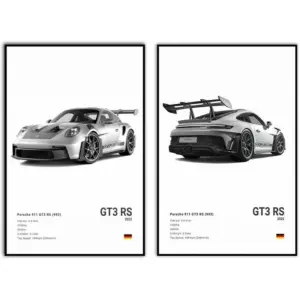 ALAYRA Car Poster Canvas Wall Art 911 GT Turbo Posters For Men Bedroom Aesthetics Decor (12x18, Unframed 05) 01