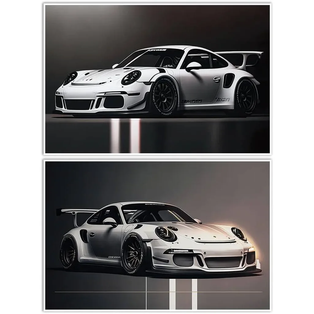 ALAYRA Car Poster Canvas Wall Art 911 GT Turbo Posters For Men Bedroom Aesthetics Decor (12x18, Unframed 06) 01