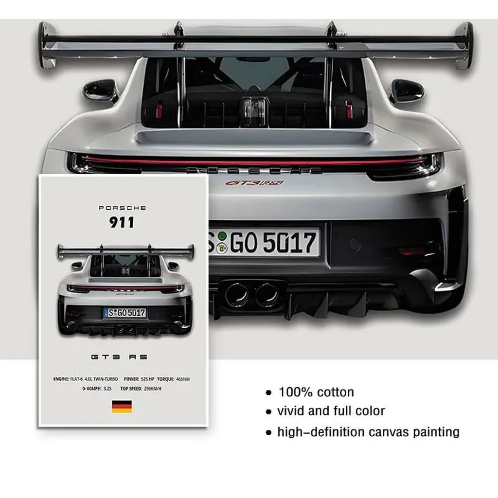 ALAYRA Car Poster Canvas Wall Art 911 GT Turbo Posters For Men Bedroom Aesthetics Decor (12x18, Unframed 2) 01 - Image 2