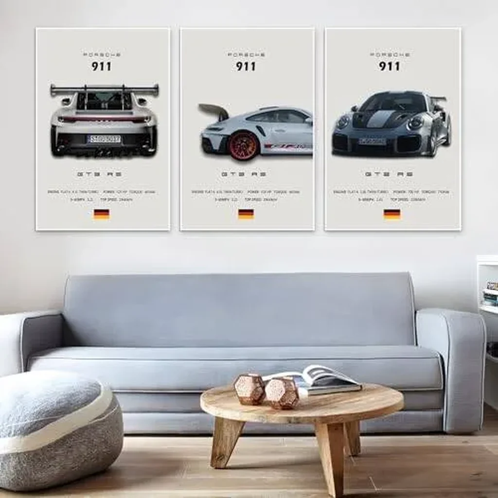 ALAYRA Car Poster Canvas Wall Art 911 GT Turbo Posters For Men Bedroom Aesthetics Decor (12x18, Unframed 2) 01 - Image 3