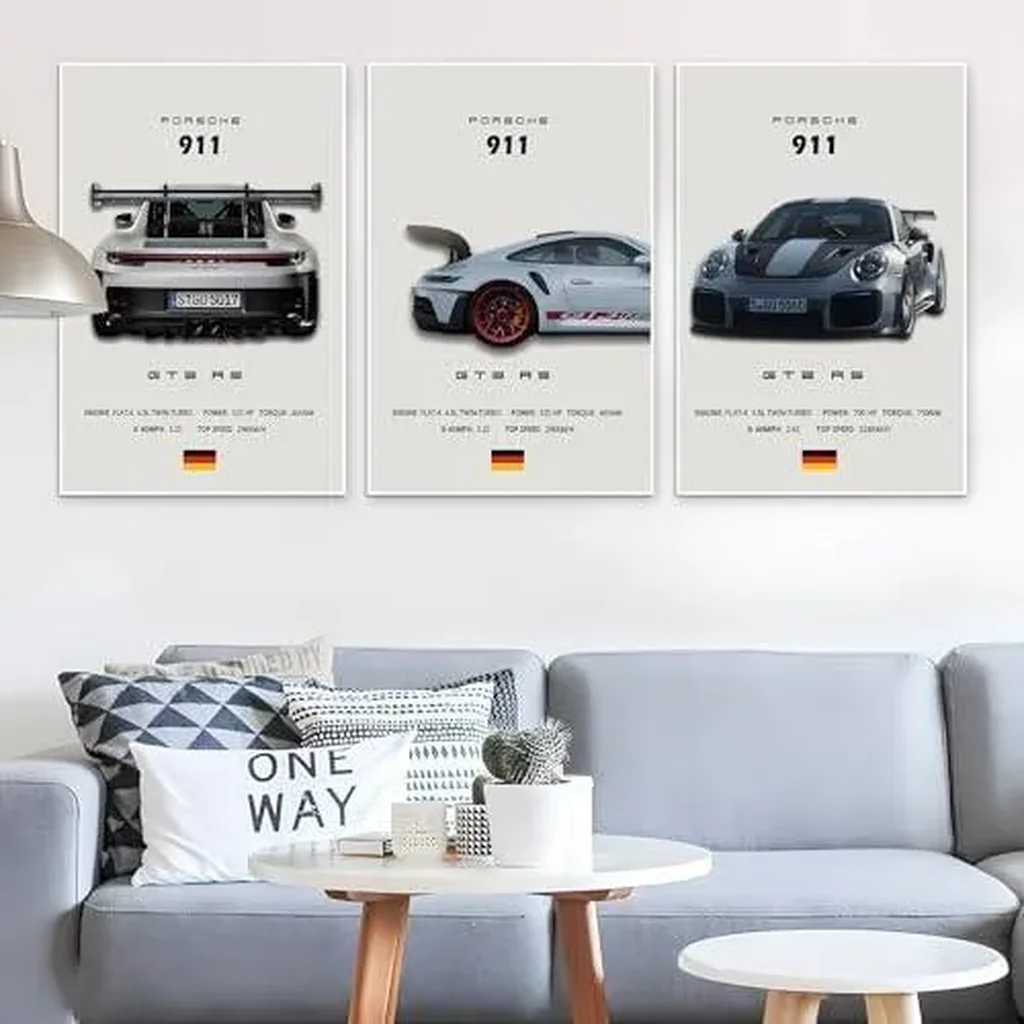 ALAYRA Car Poster Canvas Wall Art 911 GT Turbo Posters For Men Bedroom Aesthetics Decor (12x18, Unframed 2) 01 - Image 4
