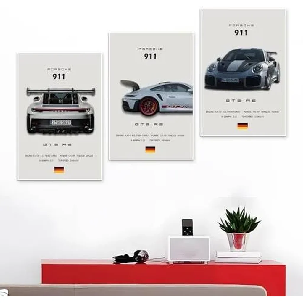 ALAYRA Car Poster Canvas Wall Art 911 GT Turbo Posters For Men Bedroom Aesthetics Decor (12x18, Unframed 2) 01 - Image 5