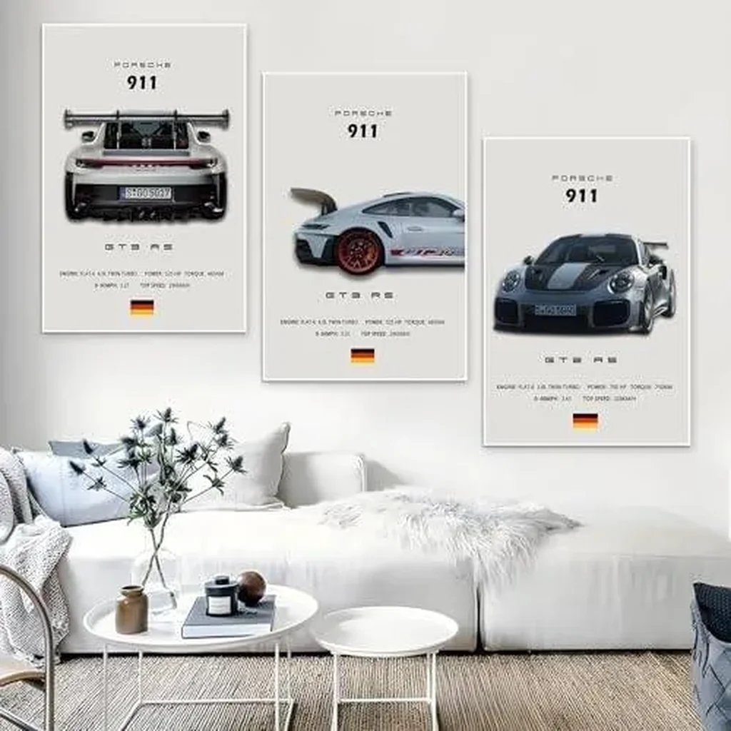 ALAYRA Car Poster Canvas Wall Art 911 GT Turbo Posters For Men Bedroom Aesthetics Decor (12x18, Unframed 2) 01 - Image 6