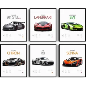 ALAYRA Car Posters for Men Car Wall Art - 8x10 Unframed Prints - Wall Art for Men, Wall Decor for Men, Car Room Decor - Car Wall Decor, Car Decor for Room, Car Posters for Room Aesthetic 01