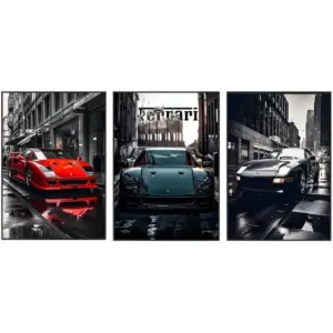 ALAYRA Car Posters Modern Canvas Wall Art For Men Boys Room Decor Black and White Sport Car Art Poster Prints Bedroom Livingroom Aesthetics Decoration (No frame 12x18 inches, car wall art -003) 01