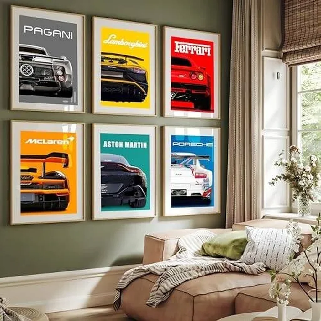 ALAYRA Car Posters Supercar Poster Art Prints For Walls Vintage Racing Car Wall Art For Boys Bedroom(Unframe, 8x12inch, 6pcs) 01 - Image 2