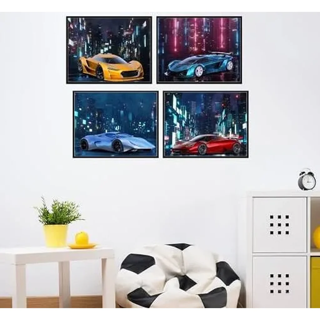 ALAYRA Car Wall Art, Car Poster, Car Posters for Boys Room - Set of 4 (10x8) Race Car Poster Sports Car Posters For Boys Room Exotic Car Posters - Sports Car Poster Supercar Poster - UNFRAMED 01 - Image 3