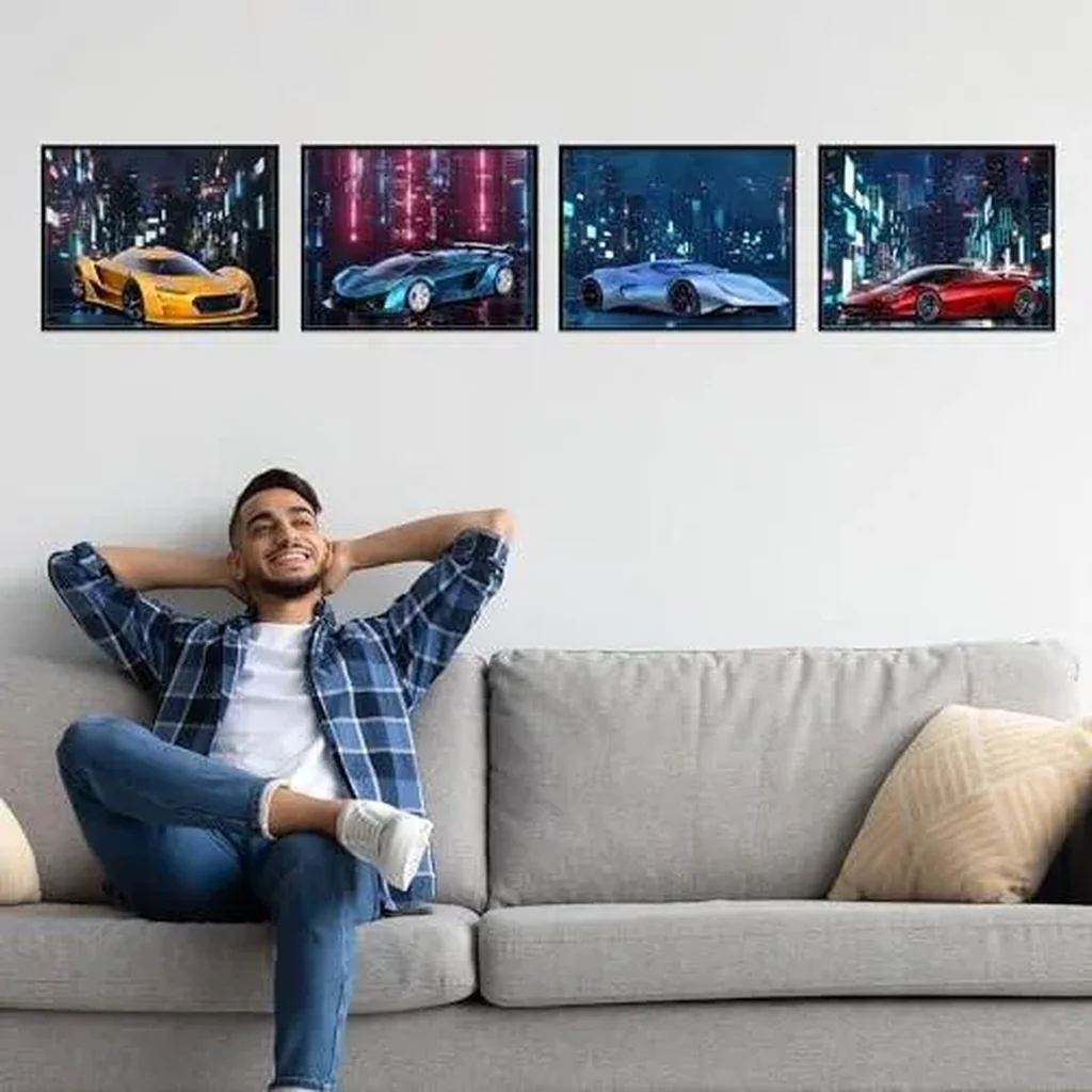ALAYRA Car Wall Art, Car Poster, Car Posters for Boys Room - Set of 4 (10x8) Race Car Poster Sports Car Posters For Boys Room Exotic Car Posters - Sports Car Poster Supercar Poster - UNFRAMED 01 - Image 6