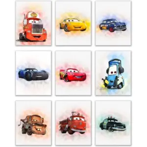 ALAYRA Cars Movie Poster - Set of 9 (8 inches x 10 inches) Photos - Lightning McQueen Tow Mater Doc Hudson Jackson Storm Cruz Ramirez 01