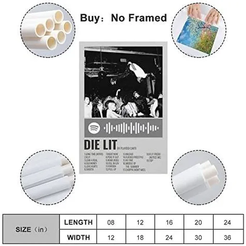 ALAYRA Carti Die Lit Posters & Prints on Canvas Wall Art Poster for Room Decor Unframe 12x18inch(30x45cm) 01 - Image 2