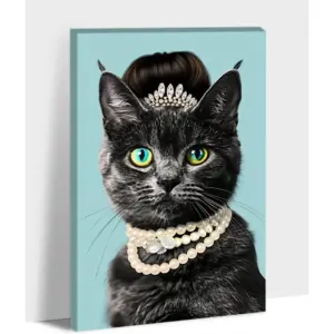 ALAYRA Cat Canvas Wall Art - Vintage Cat Art Cat, Cat Painting Wall Decor, Elegant Cat Pictures Canvas Print Cat Poster Framed Ready To Hang 12x18'' 01