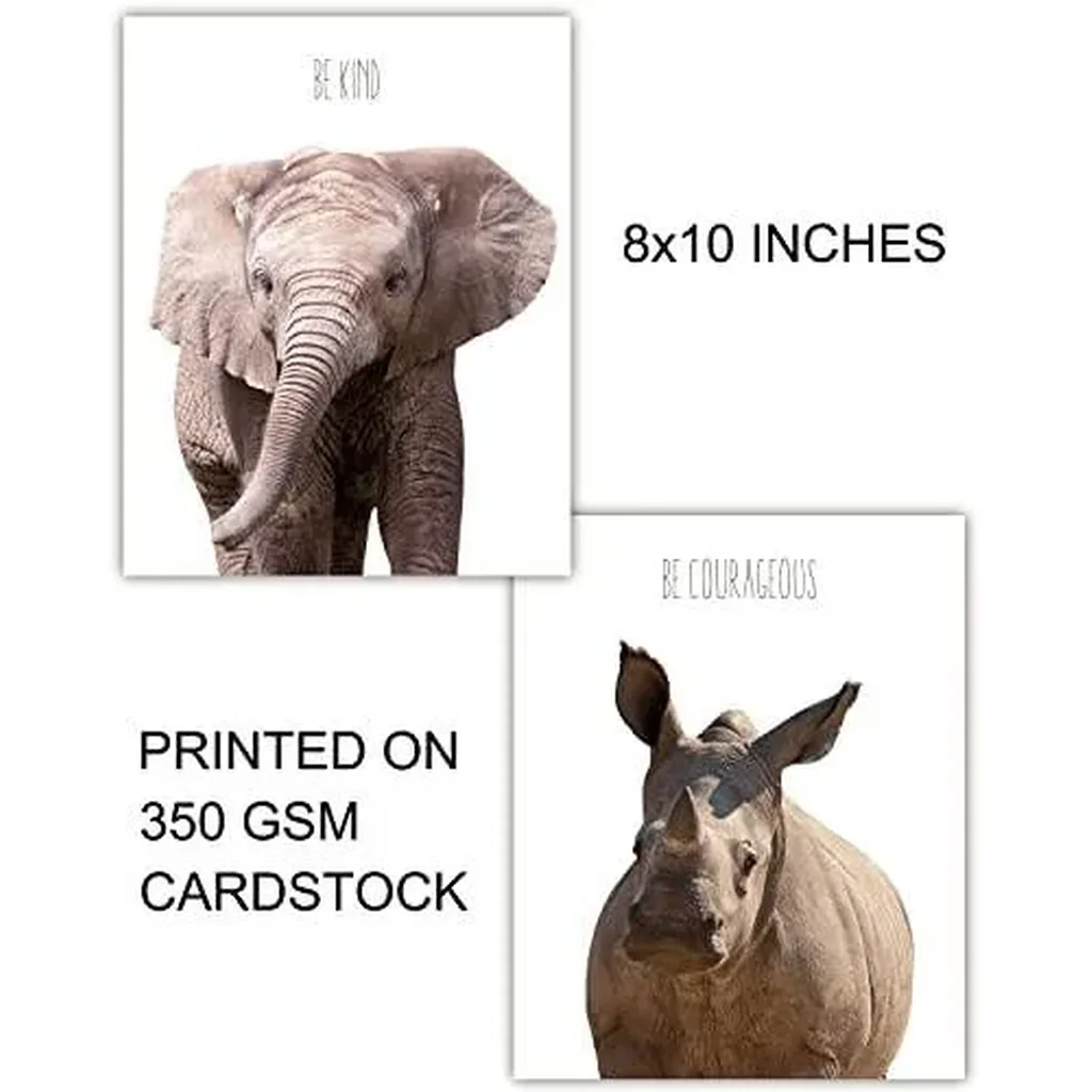 ALAYRA Celepaty Safari Baby Nursery Decor, Safari Animal Wall Art Prints Set of 6, African Animal Pictures with Inspirational Quotes, 8 x10 Inches (Unframed) 01 - Image 4
