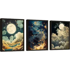 ALAYRA Celestial Star Wall Decor - 12x16 Vintage Celestial Poster, Dark Aesthetic Moon And Stars Decor, Goth Room Picture Witchy Gothic Wall Art Prints for Home Bedroom Decorations (UNFRAMED) 01