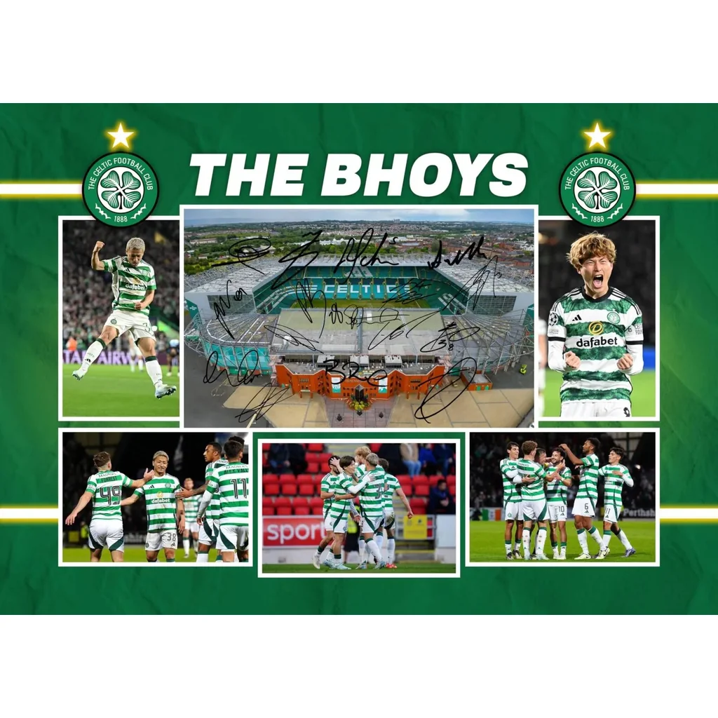 ALAYRA Celtic - ' The Bhoys ' 2024/5 Team Football Players Multi Signed A4 Montage Photo Print Which Would Make A Great Gift For Any Fan. 01
