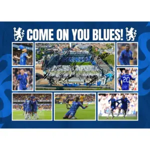ALAYRA Chelsea ' Come On You Blues ' 2024/5 Team Football Players Multi Signed A4 Montage Photo Print Which Would Make A Great Gift For Any Fan. 01