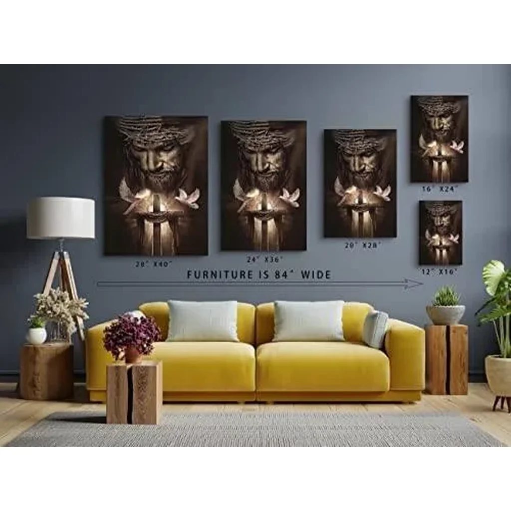 ALAYRA Christian Jesus Lion Canvas Wall Art Jesus And The Cross And The Dove Of Peace Wall Decor Jesus Artwork Christian Wall Art Picture of God Posters For Room Churches Ready To Hang 12x16 inch 01 - Image 4