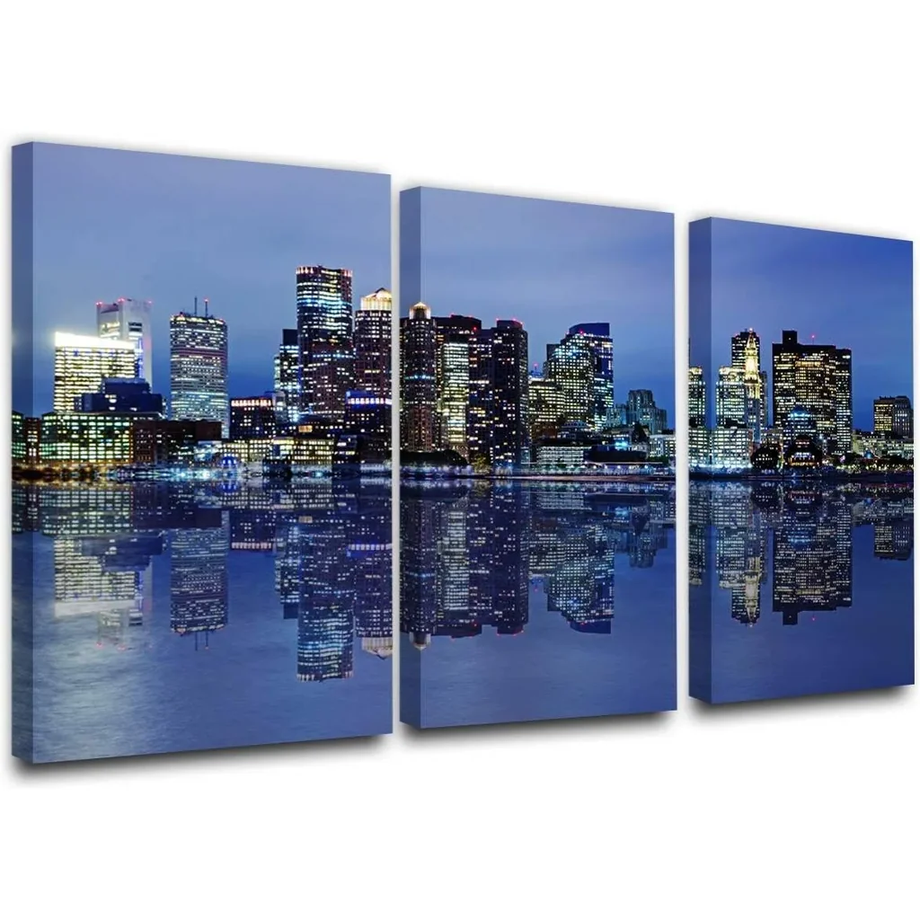 ALAYRA City Skyline on Canvas 24'' x 12'' x 3 panels Multi 01