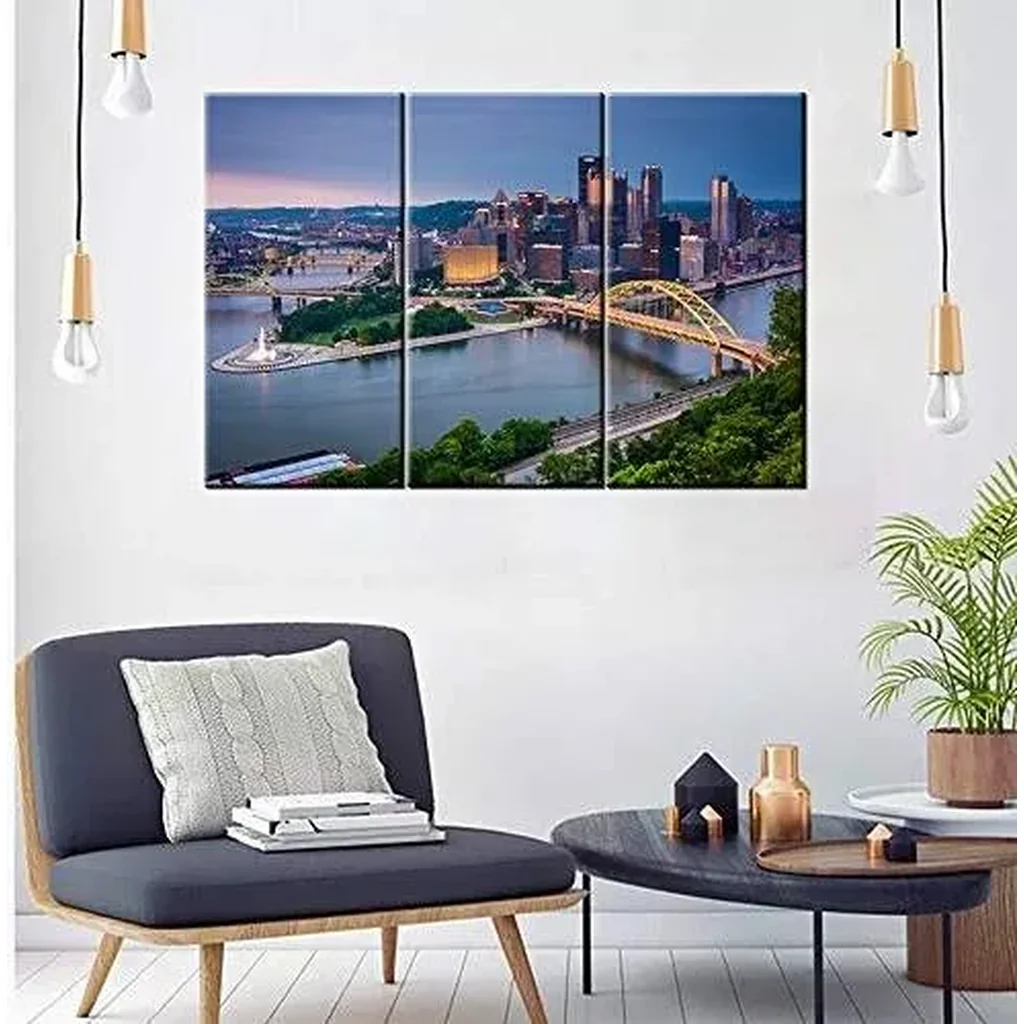 ALAYRA City Skyline on Canvas 28 x 14 x 3 panels Multi 01 - Image 2