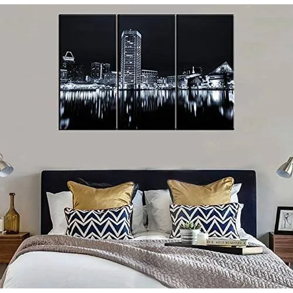 ALAYRA City Skyline on Canvas 28 x 14 x 3 panels Multi Artwork-14 01 - Image 4