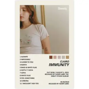 ALAYRA Clairo Poster Immunity Music Album Cover Canvas Poster Wall Art Decor Print Picture Paintings for Living Room Bedroom Decoration Unframe16x24inch(40x60cm) 01