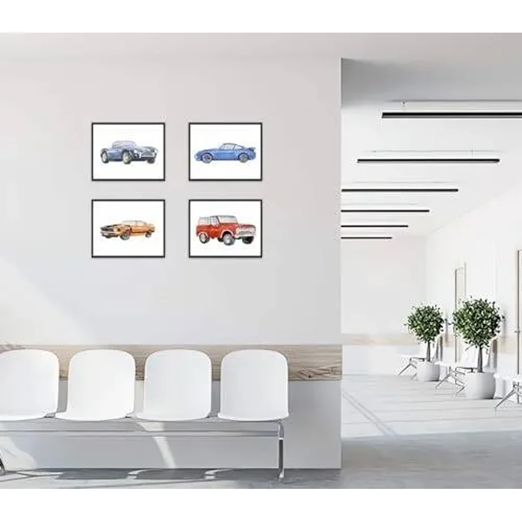 ALAYRA Classic Car Art Prints, Antique Car Poster, Retro Racecar Off-Road Vehicle Sports Car Canvas Wall Art for Teen Boy Bedroom Playroom Decor Set of 6 Unframed (8''x10'') Car Wall Art 01 - Image 4