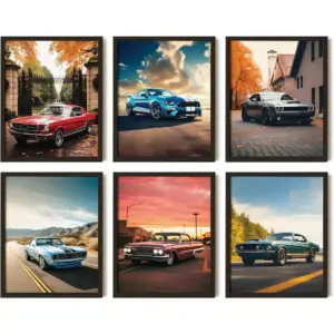 ALAYRA Classic Muscle Car Posters for Boys Room - American Muscle Car Poster, Car Pictures Wall Decor, Muscle Car Wall Art, Vintage Muscle Cars Prints for Home Bedroom Decorations (8x10 UNFRAMED) 01